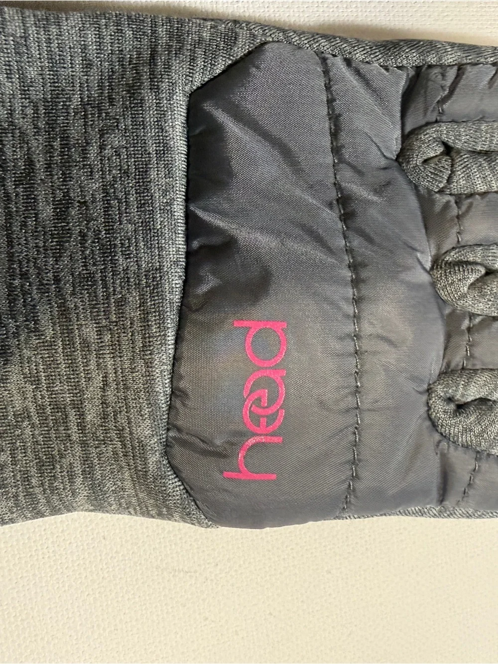 Head Grey Gloves with Pink Logo - Touchscreen Friendly